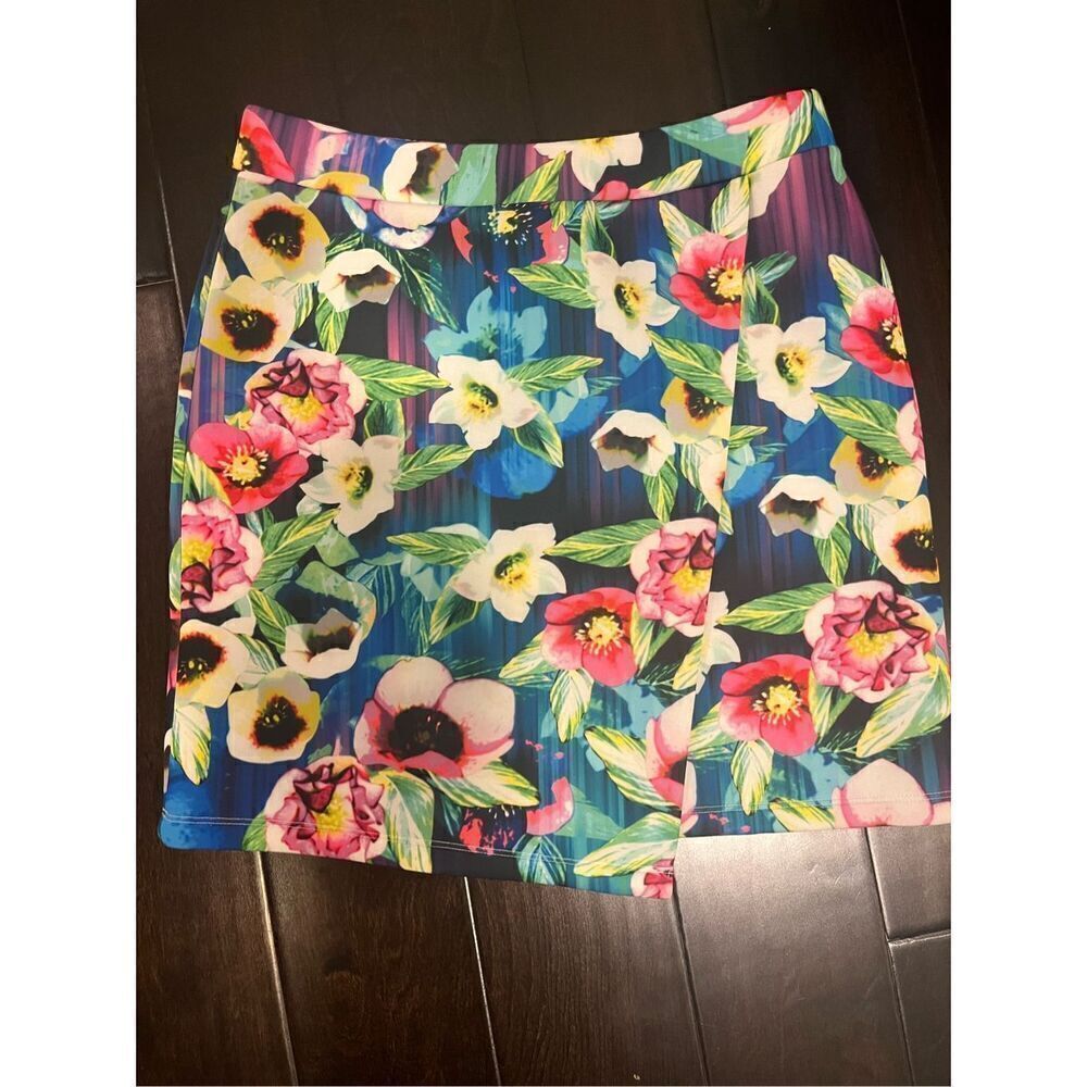 Attention Floral Wrap Like Mini Skirt New